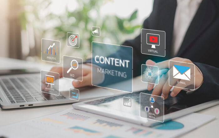 Content marketing concept. Content creator creating content