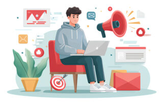 digital marketer analysing data and using ai for forecasting campaign success